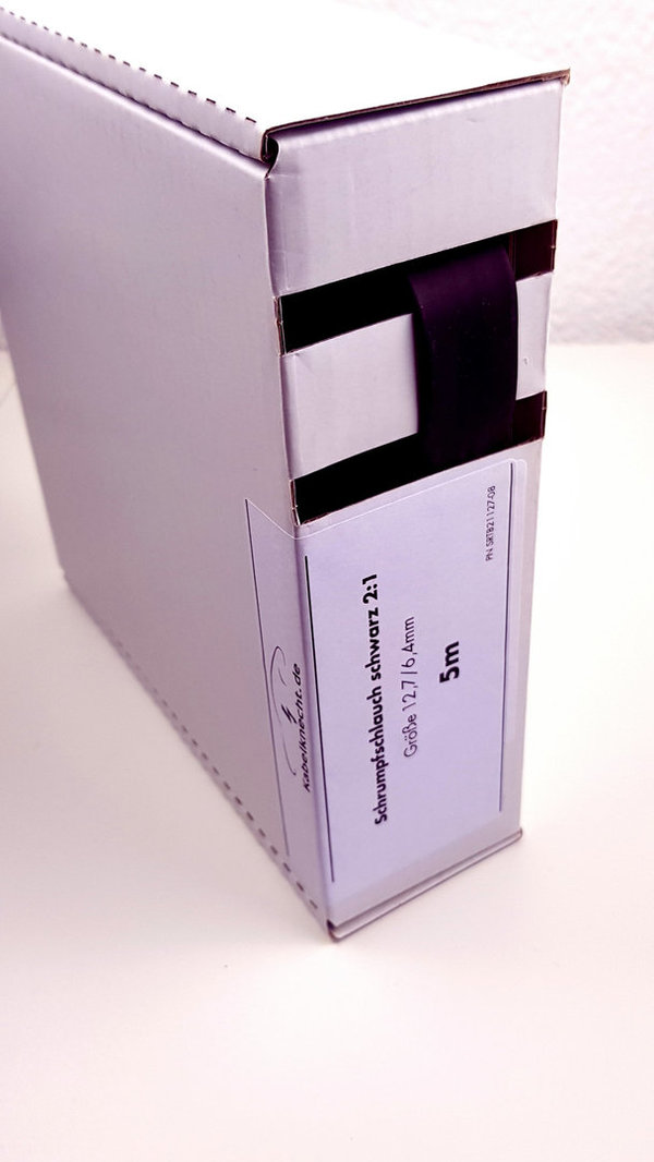 Schrumpfschlauch 12,7/6,4mm schwarz 5m Box